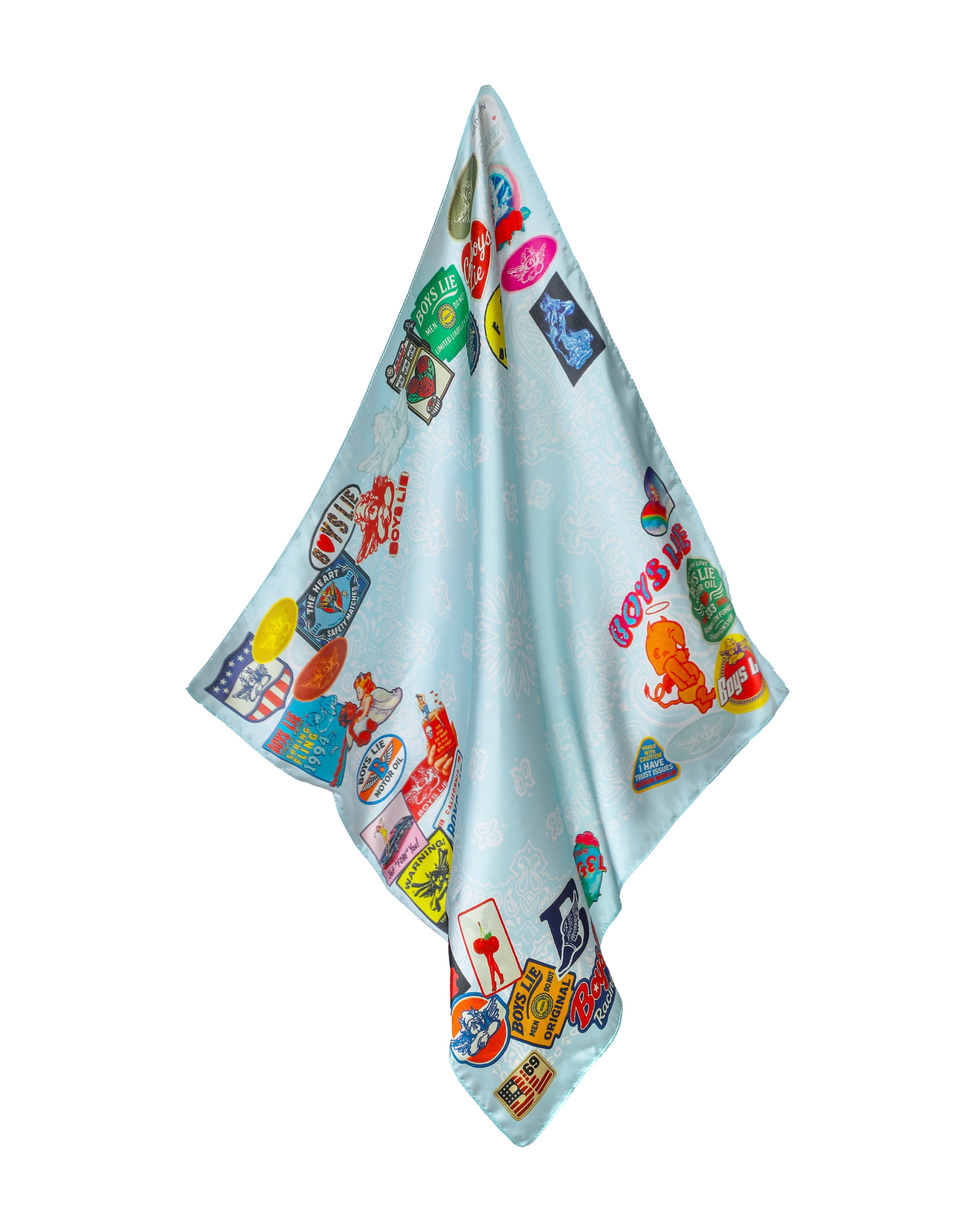 Blue Patched Up Satin Bandana