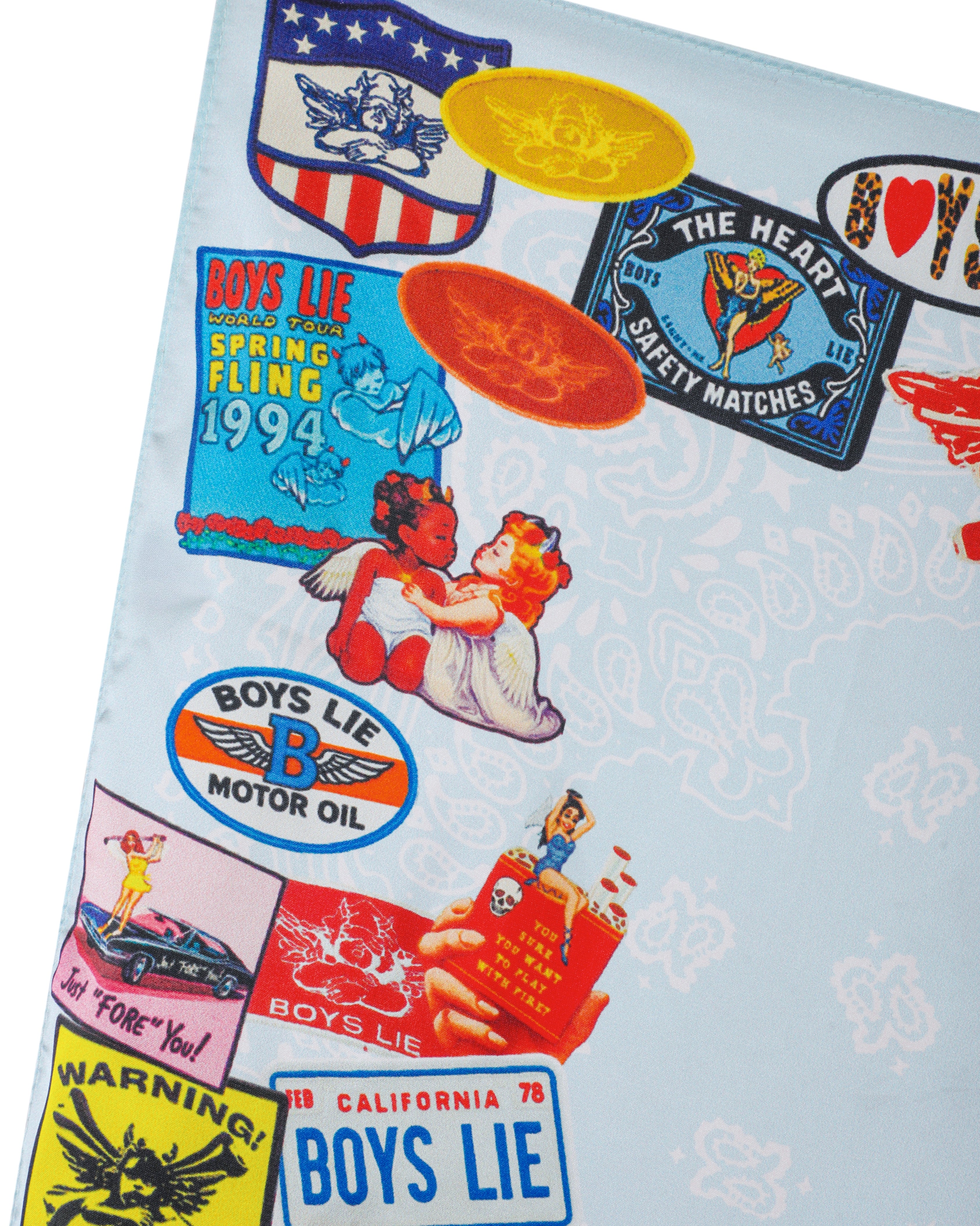 Blue Patched Up Satin Bandana