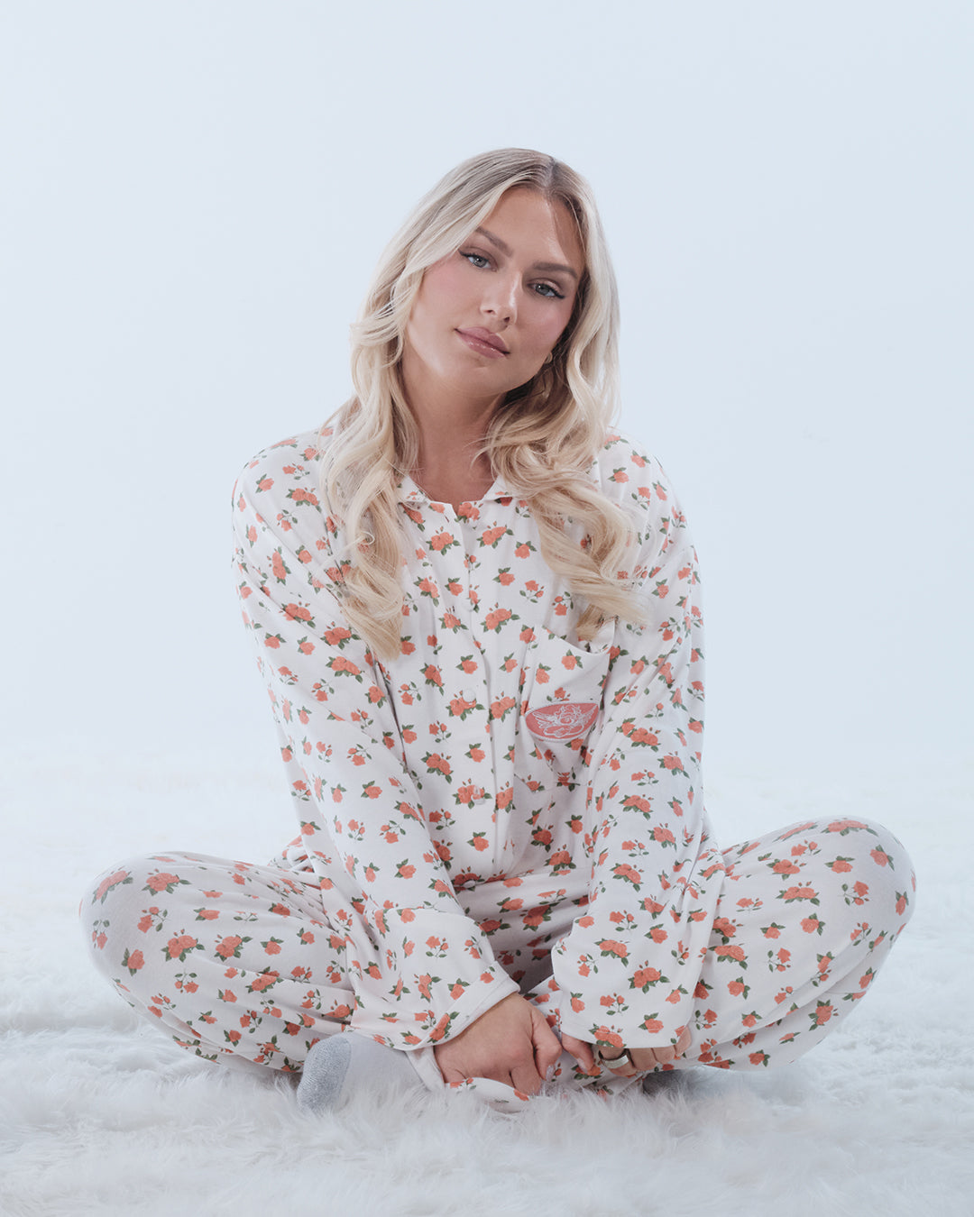 Roses Are Red Button-Down PJ Top