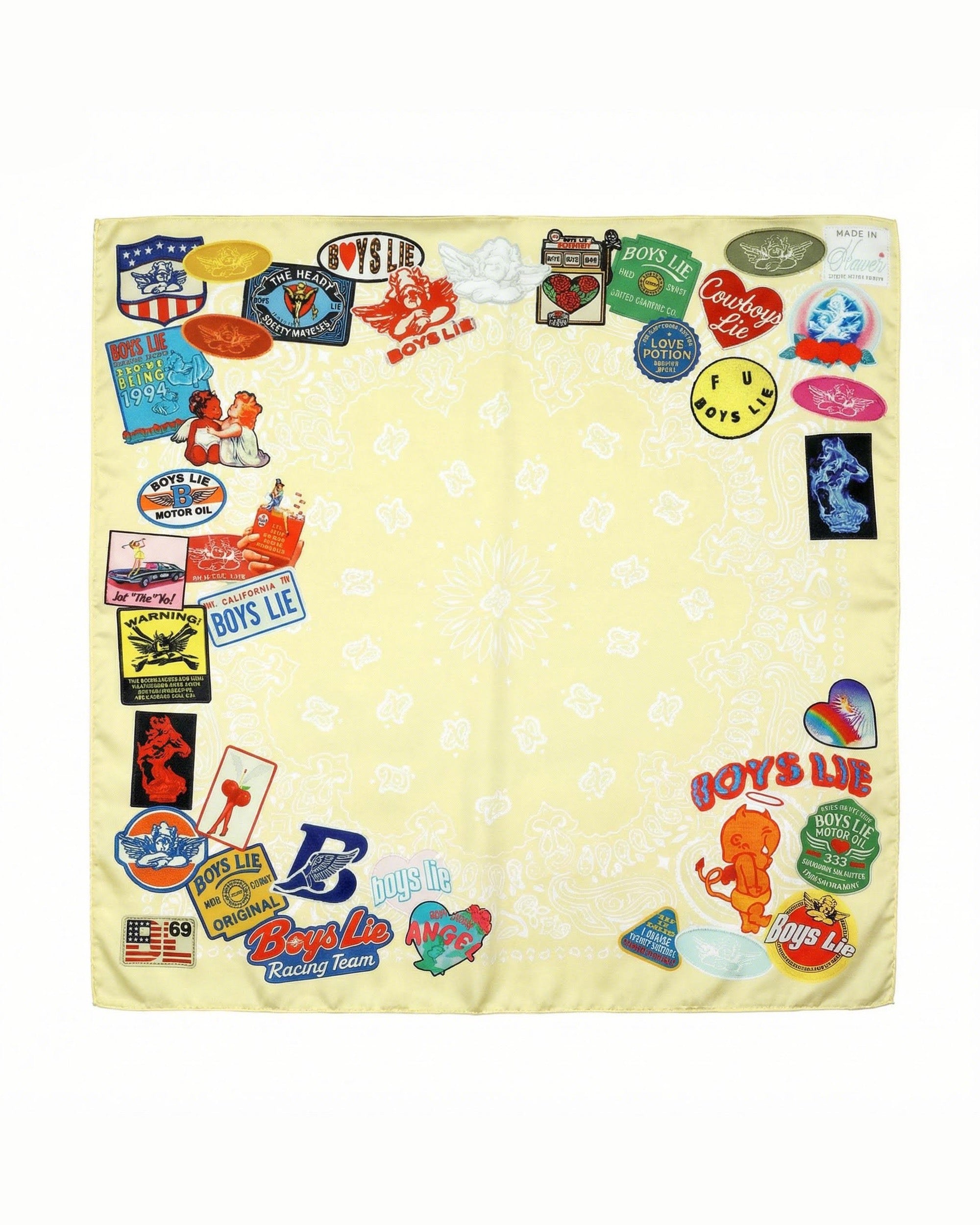 Yellow Patched Up Satin Bandana