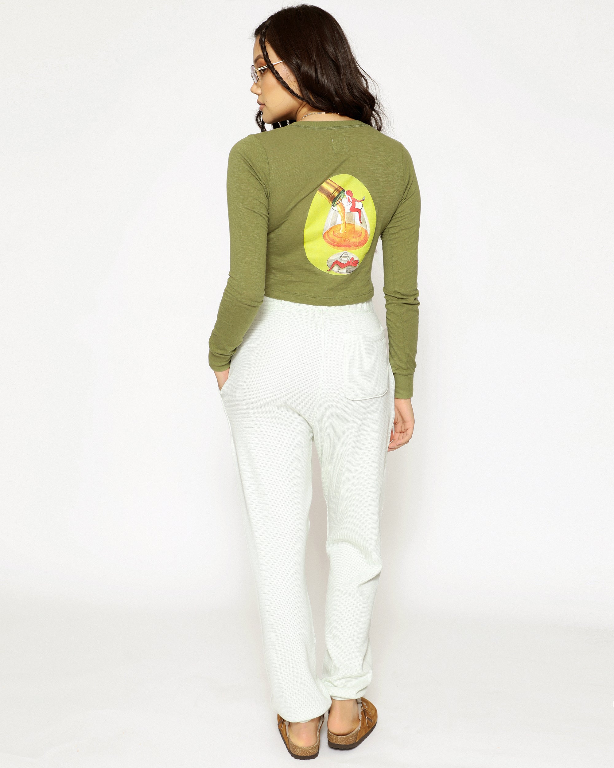 Boys Lie Olive Green Long Sleeve Crop Henley