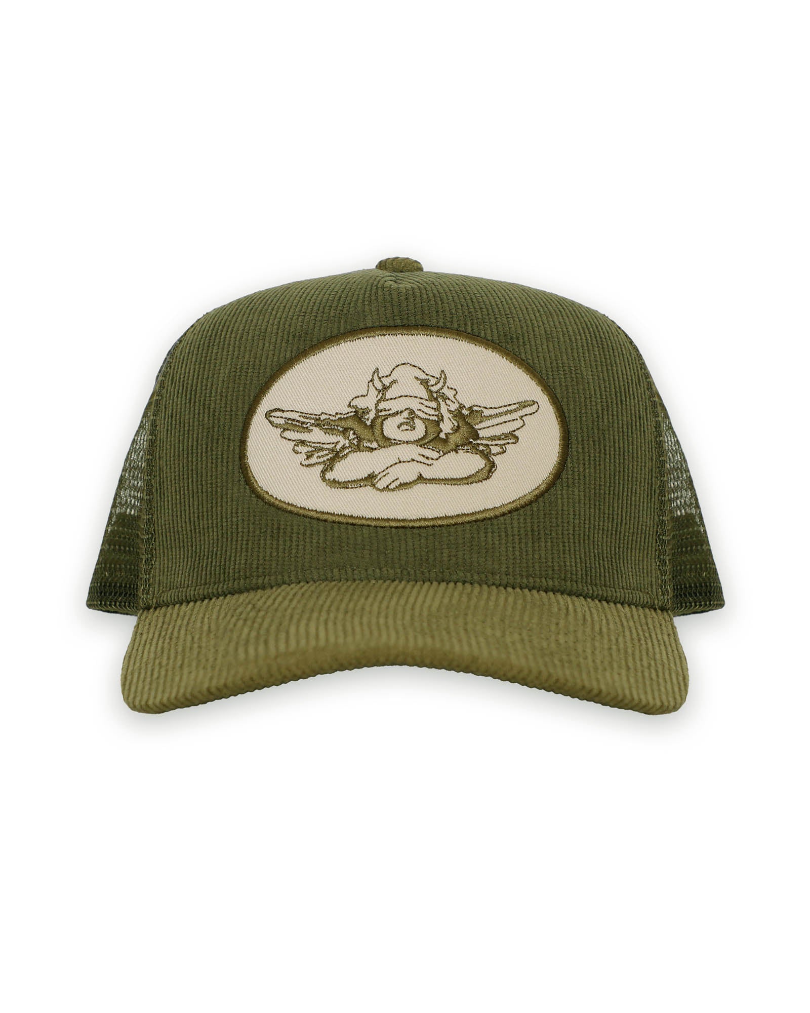 Olive Corduroy Trucker Hat