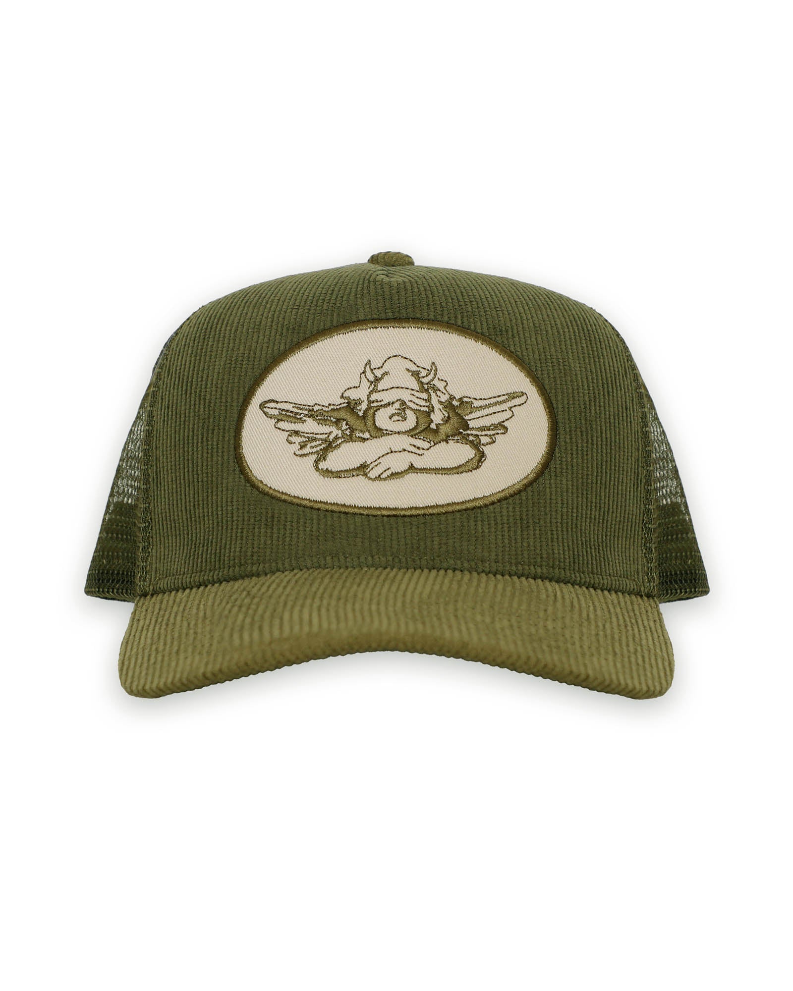 Olive Corduroy Trucker Hat