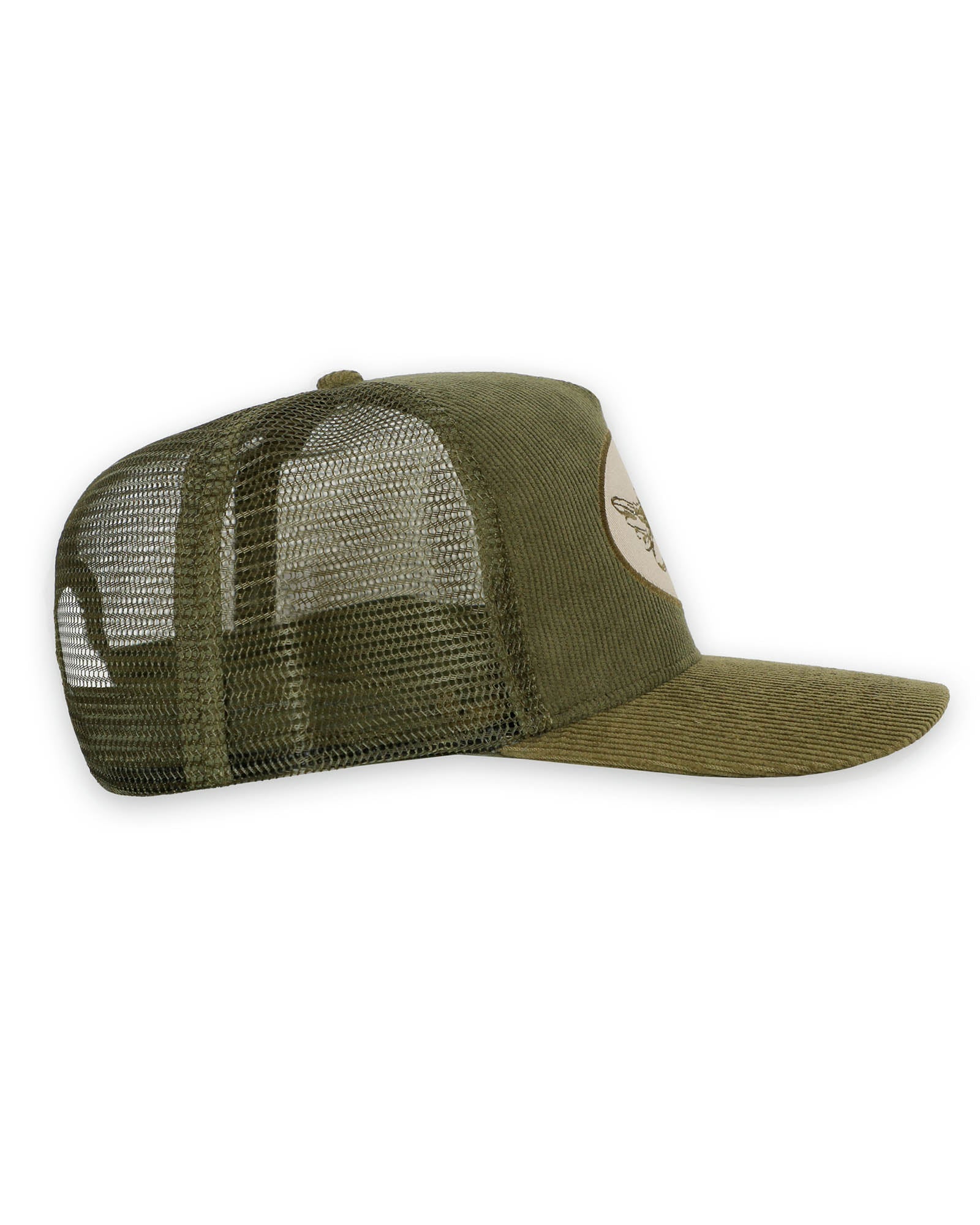 Olive Corduroy Trucker Hat