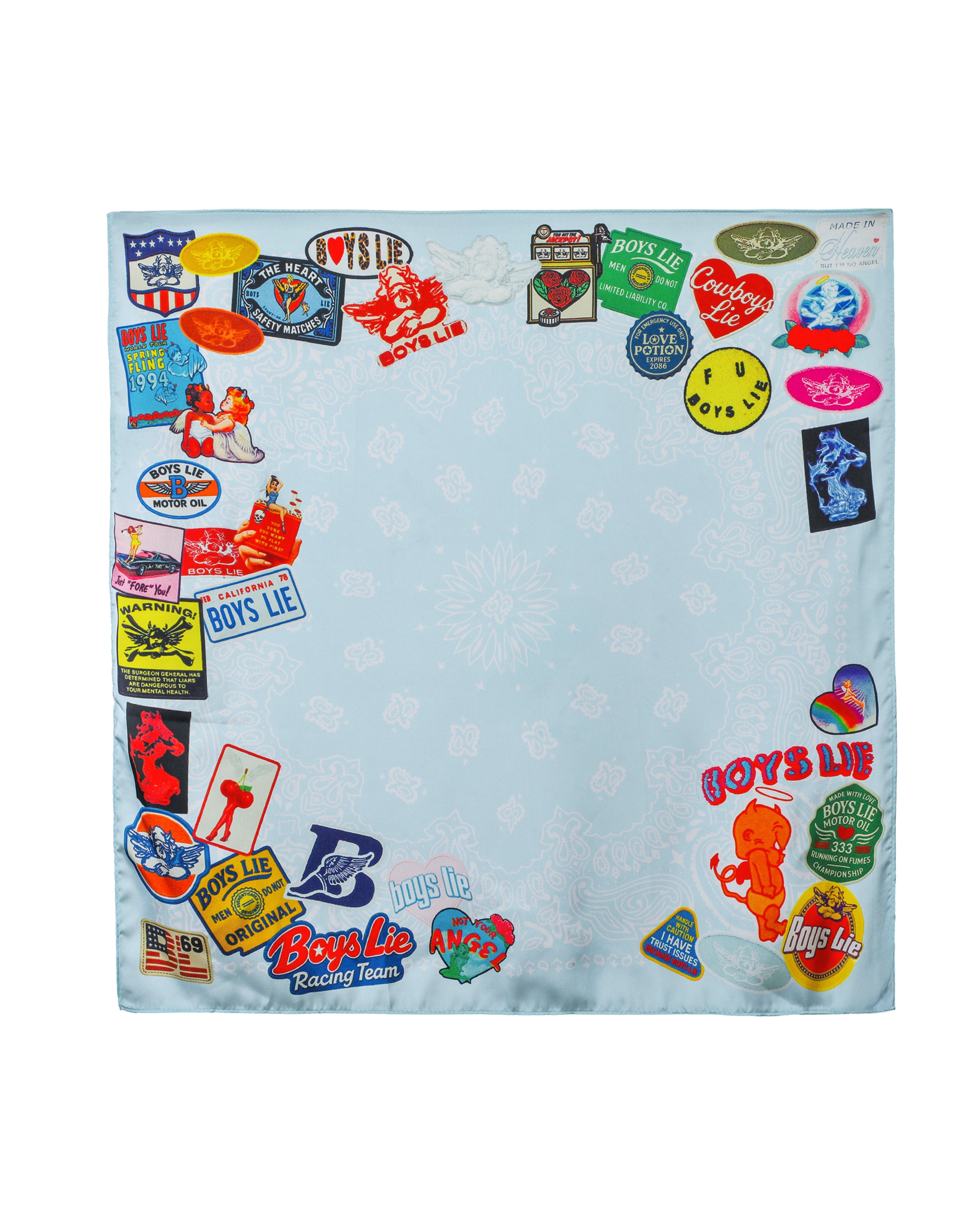 Blue Patched Up Satin Bandana