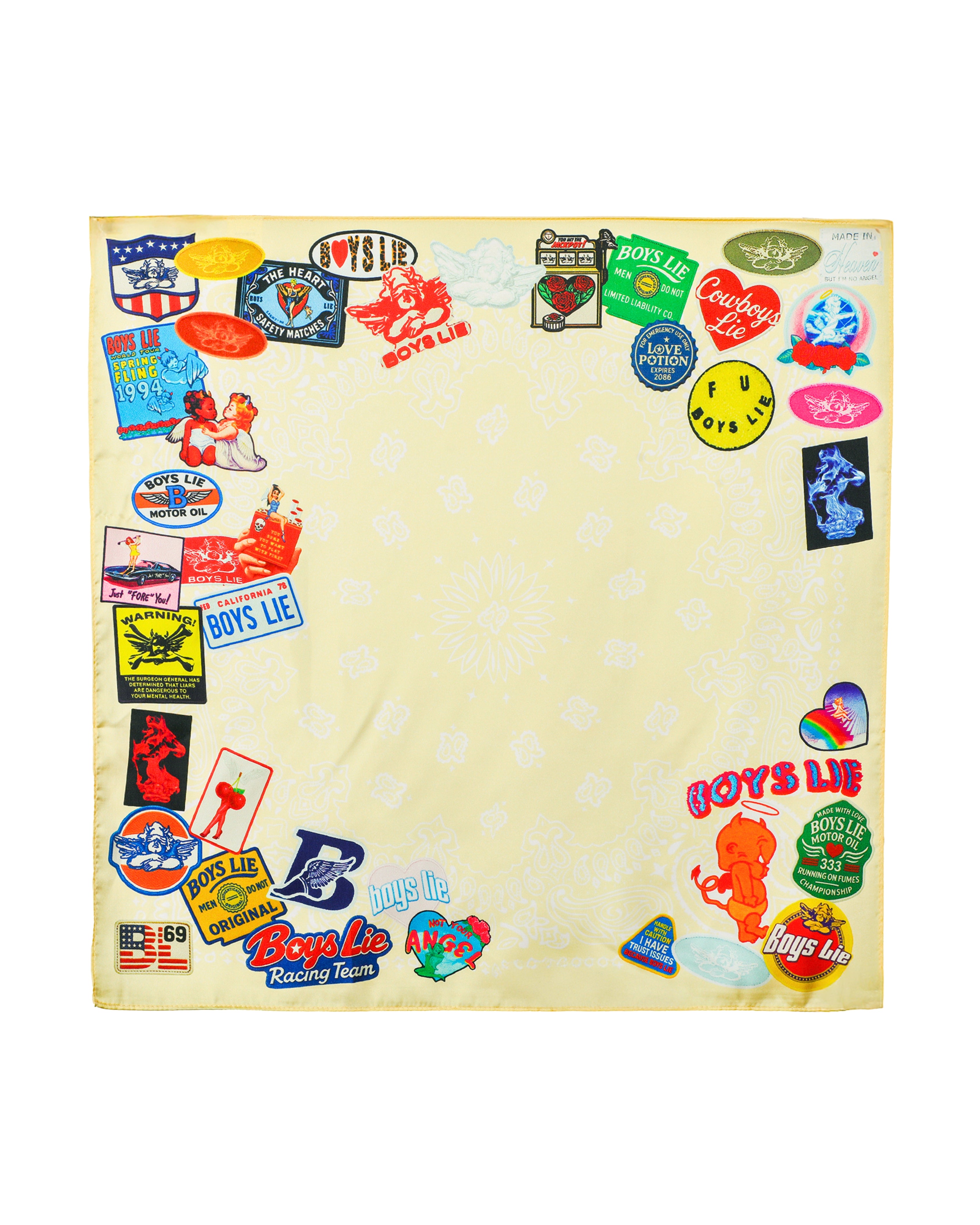 Yellow Patched Up Satin Bandana