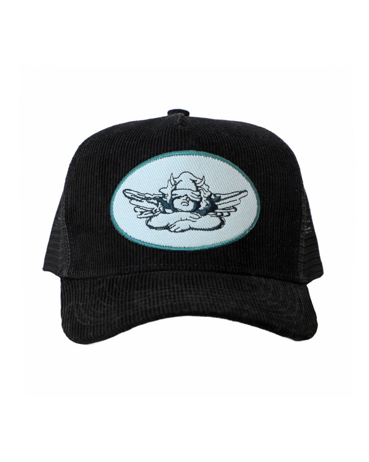 NEW Boys Lie Truly Corduroy Mesh Back Heart Embroidered A-Frame Trucker Hat OS Boy main image 2