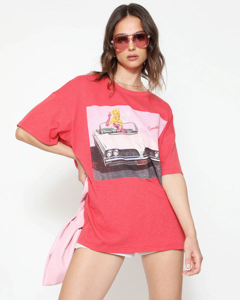 Red Fare Enough Boyfriend Tee