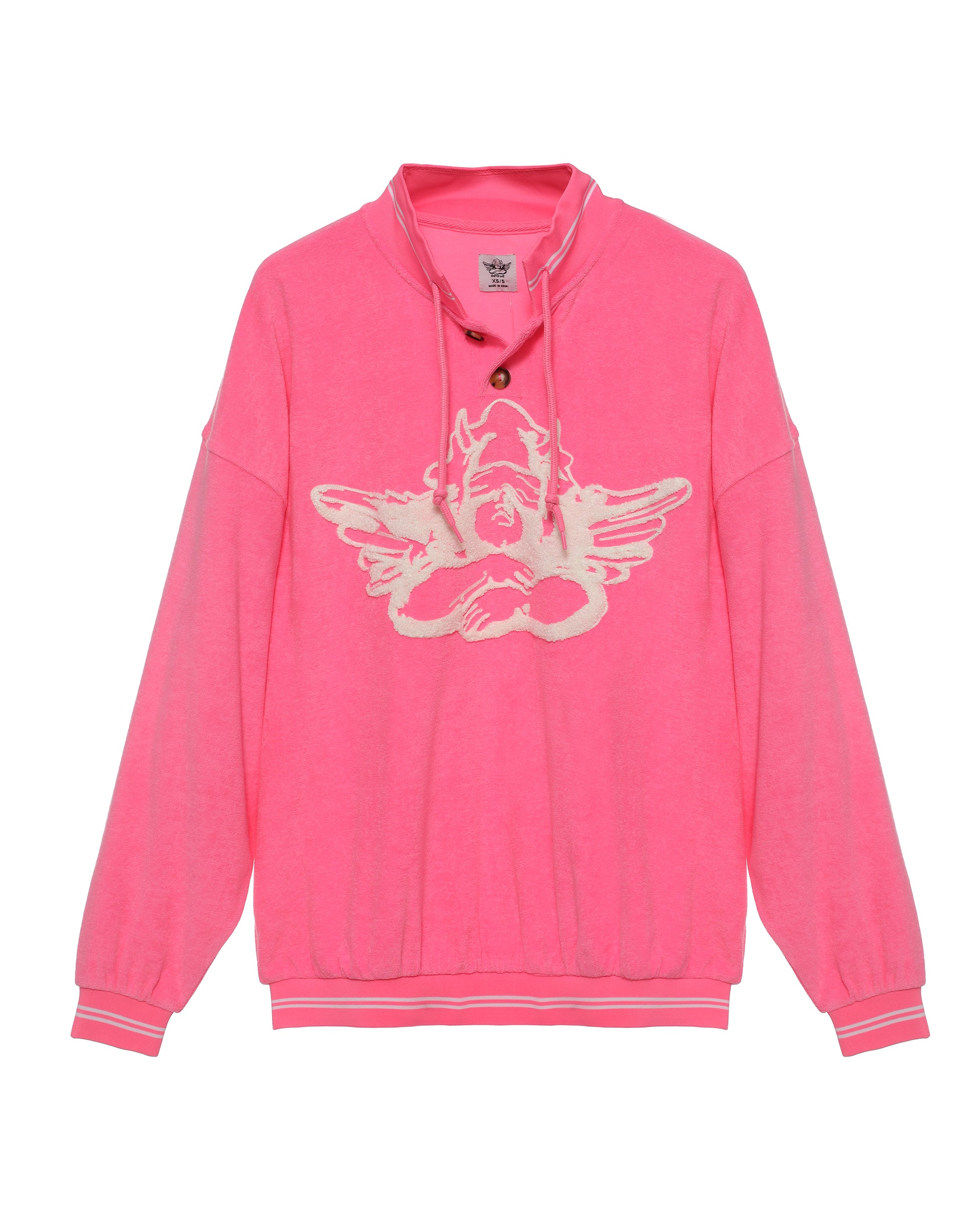 Cherub University Pink Henley Crewneck
