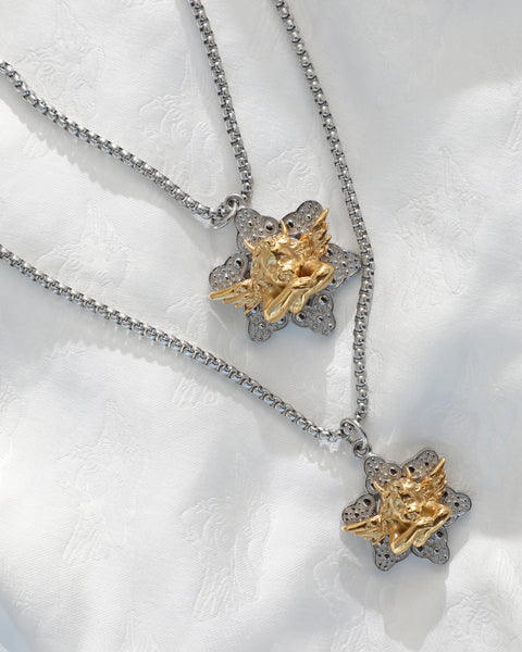 Silver/Gold Star Crossed Lovers Necklace