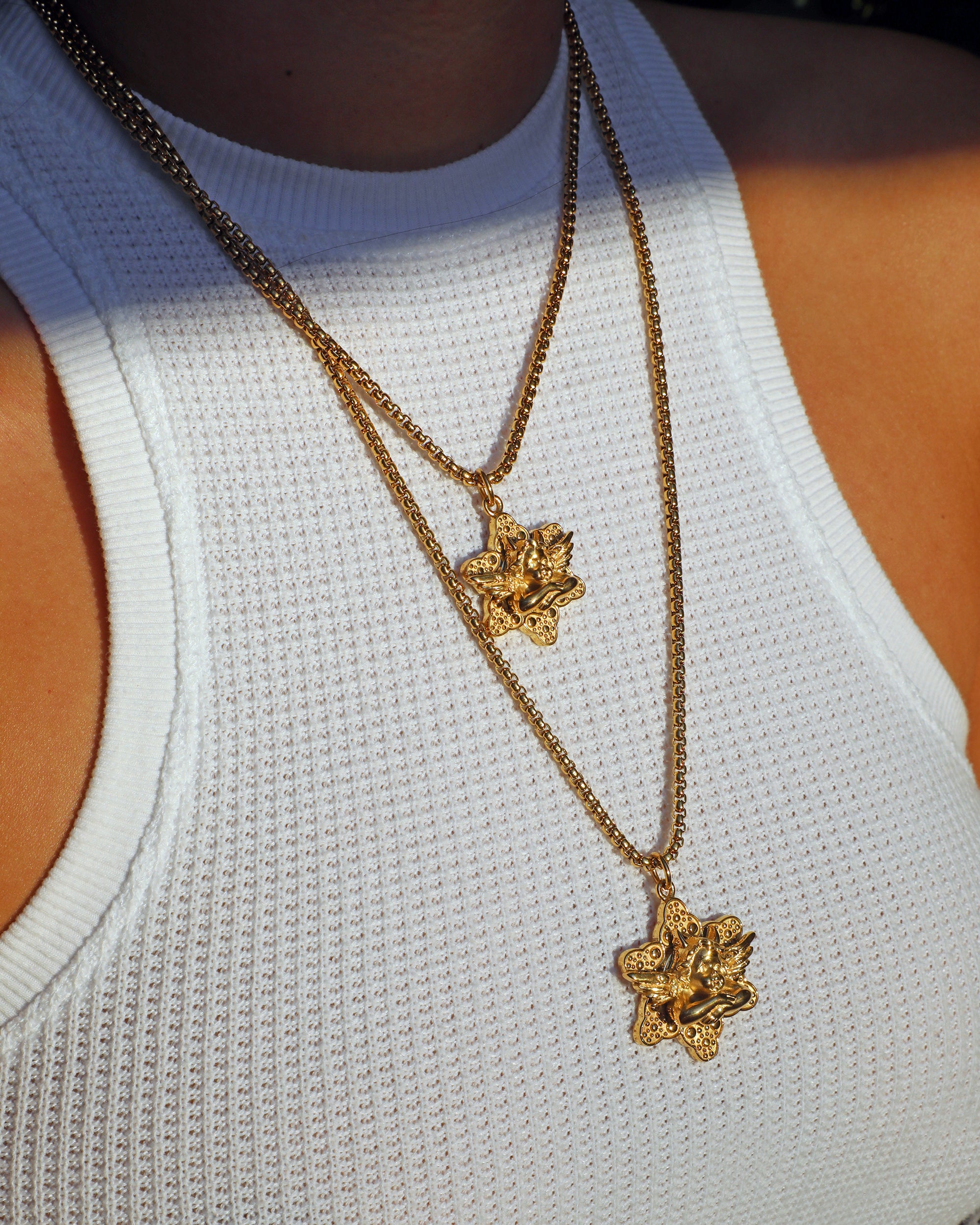 Gold Star Crossed Lovers Necklace