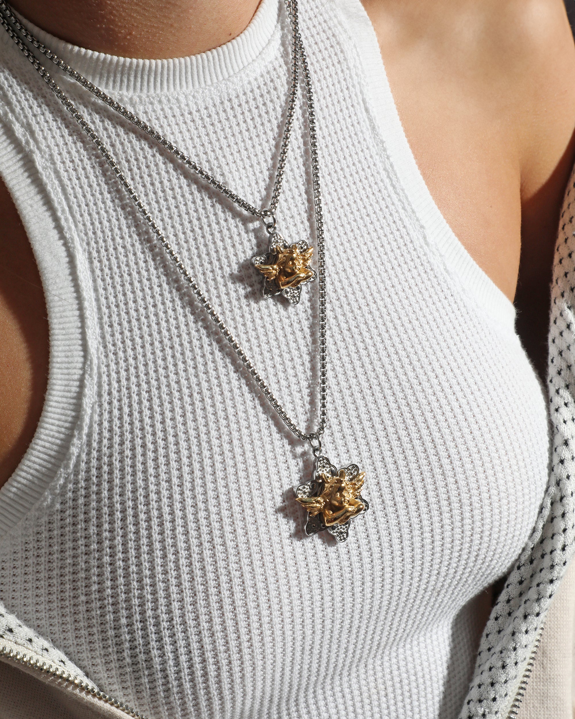 Silver/Gold Star Crossed Lovers Necklace