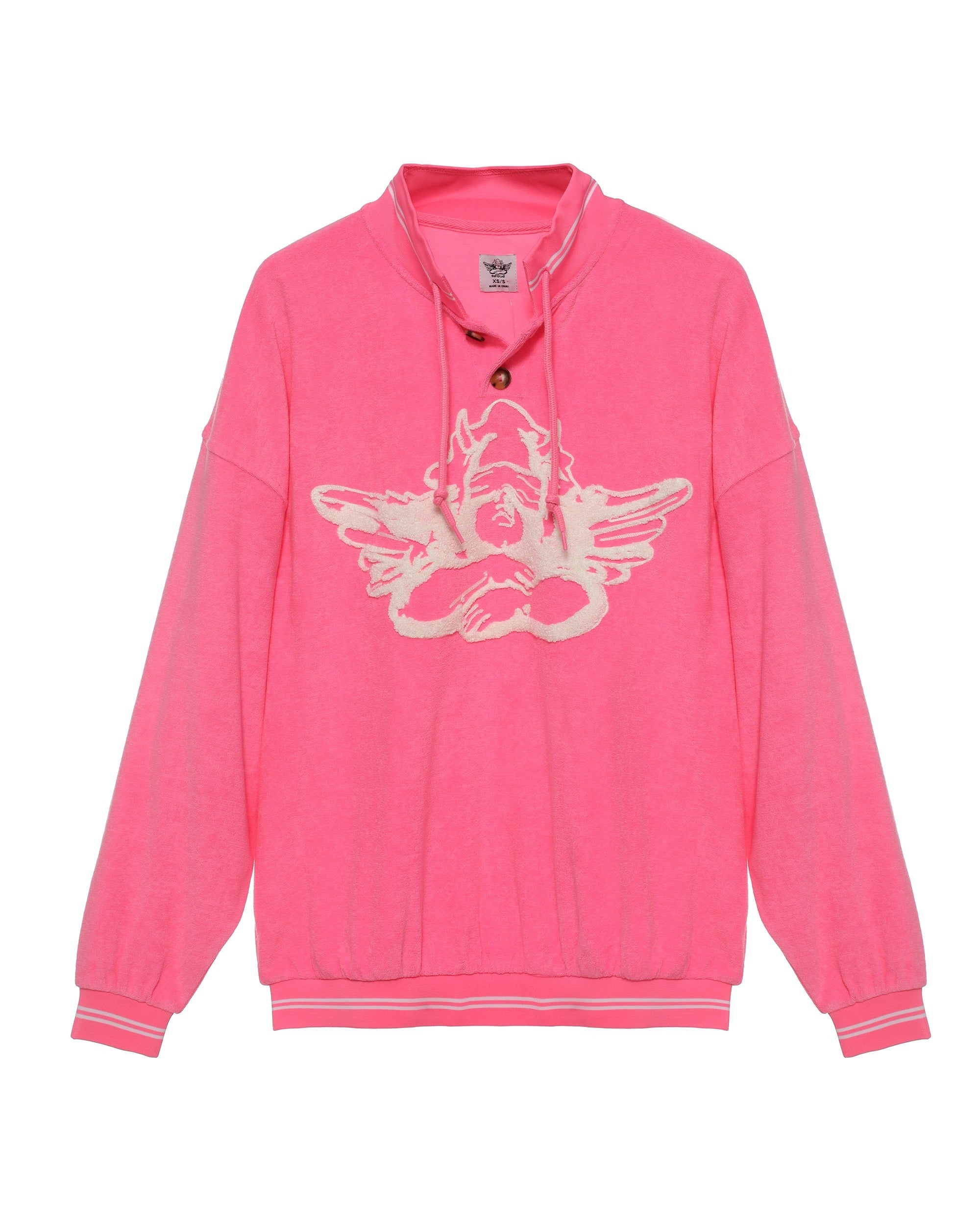 Cherub University Pink Henley Crewneck