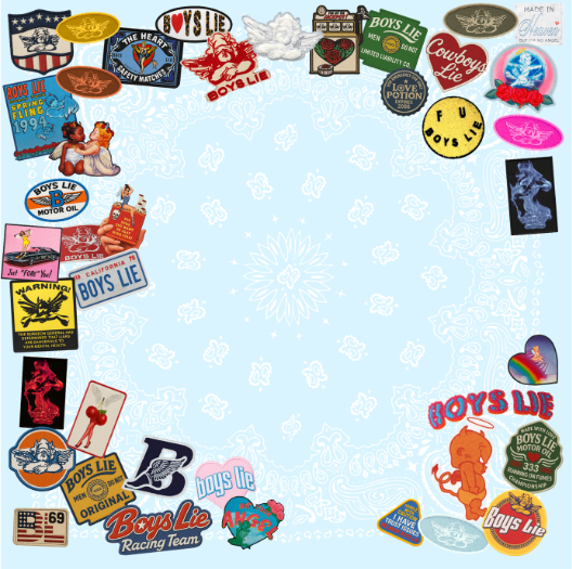 Blue Patched Up Satin Bandana