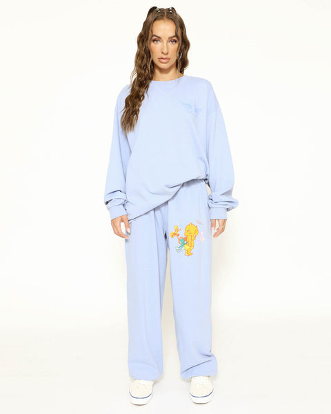 Boys Lie Blue Cotton Oversized Crewneck With Cherub Logo