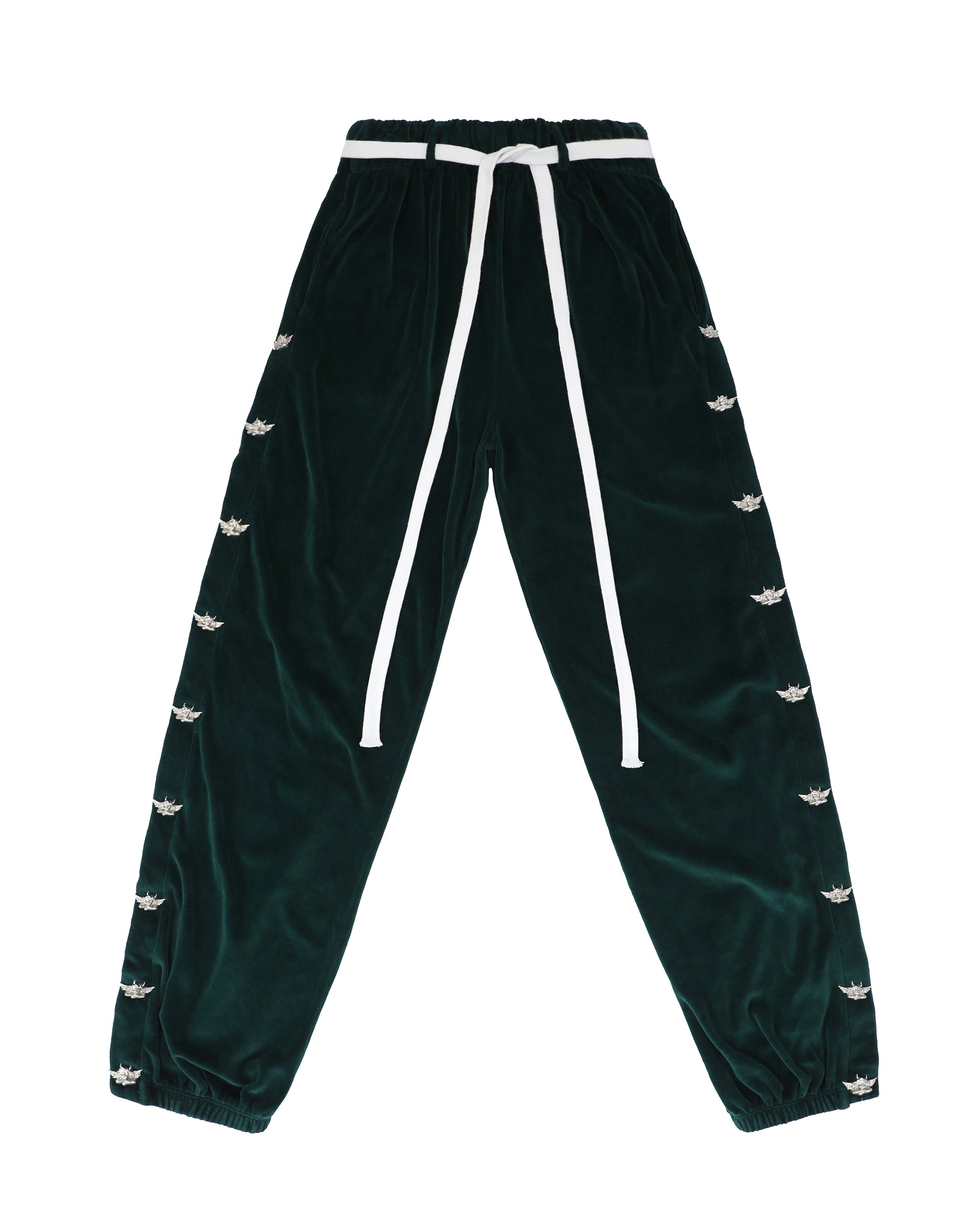 Peace of Reign: Green Oh Snap Velour Pants Front