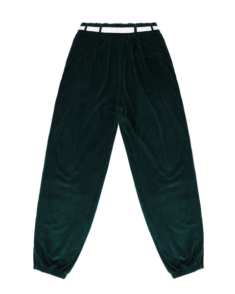 Peace of Reign: Green Oh Snap Velour Pants Back