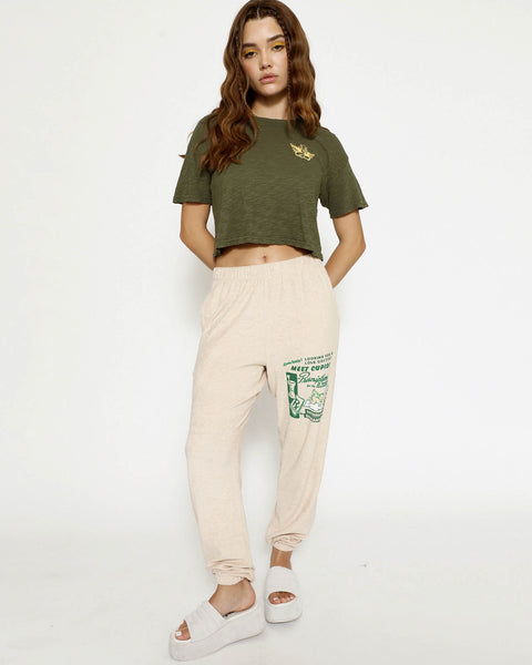Boys Lie Tan Terry Cloth High rise Sweatpants