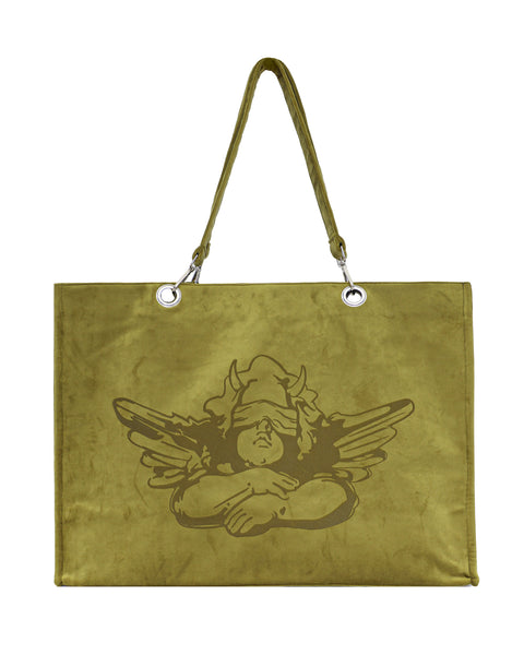 Olive Green Velour Tote