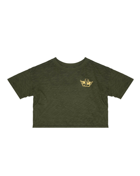Boys Lie Olive Green Cropped Baby Tee