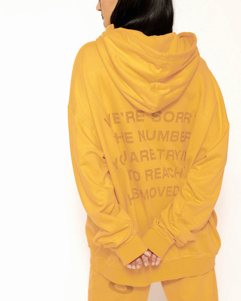 Boys Lie Mustard Yellow Oversized Hoodie with Rhinestone Embellishments