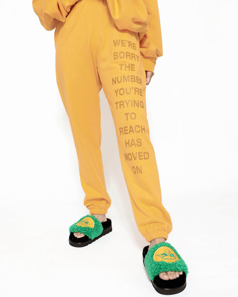 Boys Lie Mustard Yellow High Rise Sweatpants With Rhinestone Embellishments