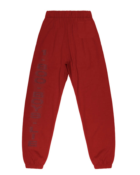 Boys Lie Red High Rise Sweatpants With Rhinestones