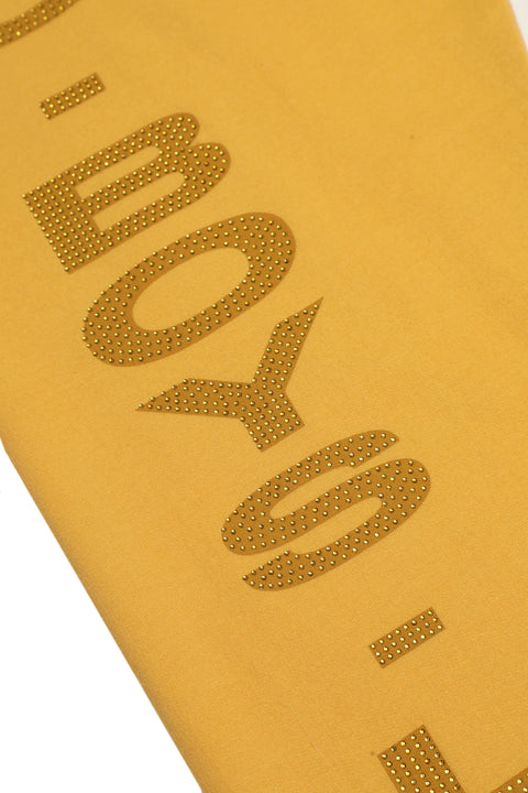 Boys Lie Mustard Yellow High Rise Sweatpants With Rhinestone Embellishments