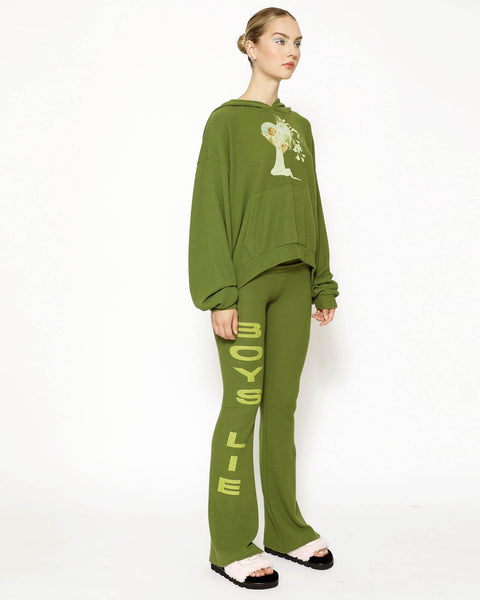 Boys Lie Olive Green Thermal Foldover Flared Pant