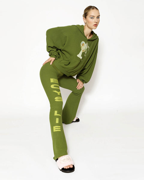 Boys Lie Olive Green Thermal Foldover Flared Pant