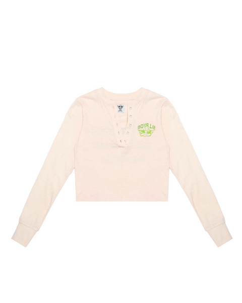 Boys Lie Light Pink Crop Long Sleeve Henley