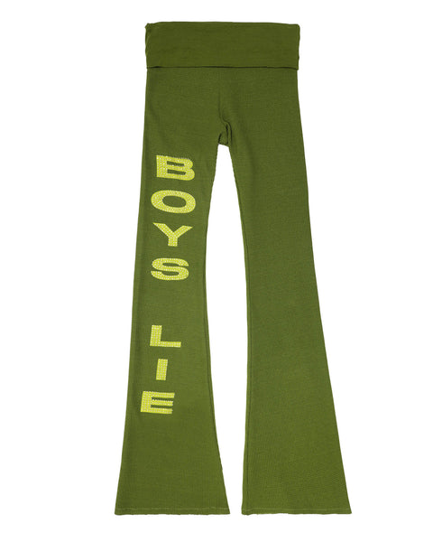 Boys Lie Olive Green Thermal Foldover Flared Pant