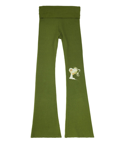 Boys Lie Olive Green Thermal Foldover Flared Pant