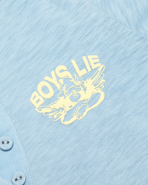 Boys Lie Light Blue Cropped Henley Long Sleeve